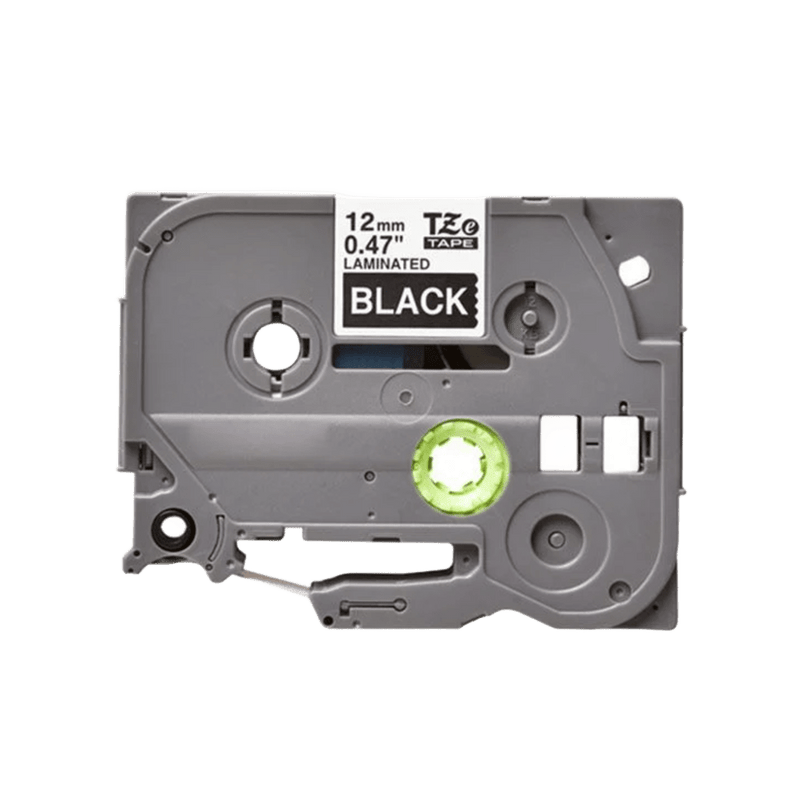 Brother 12mm Laminated Label Tape - White Text on Black Background