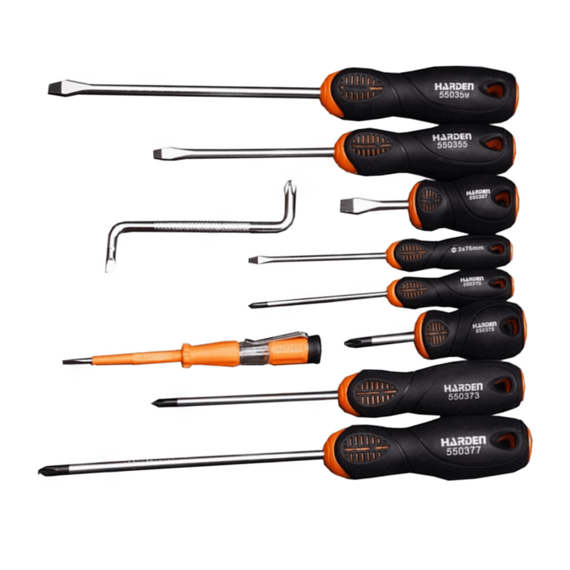 RUWAG HARDEN 10 PIECE SCREWDRIVER SET SOFT HANDLE