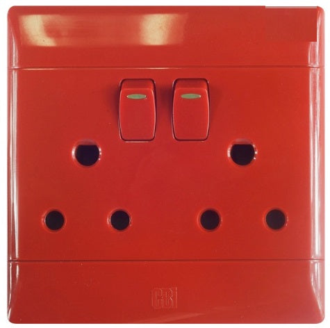 CBI Double Switched Dedicated Socket Outlet (4×4, Red)