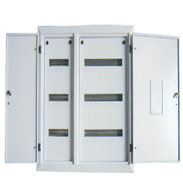 DB Surface 3×24 SAM 3-Phase Distribution Board - 2 Doors, Side JSO, White, IP55 Rated, Complete with Busbar