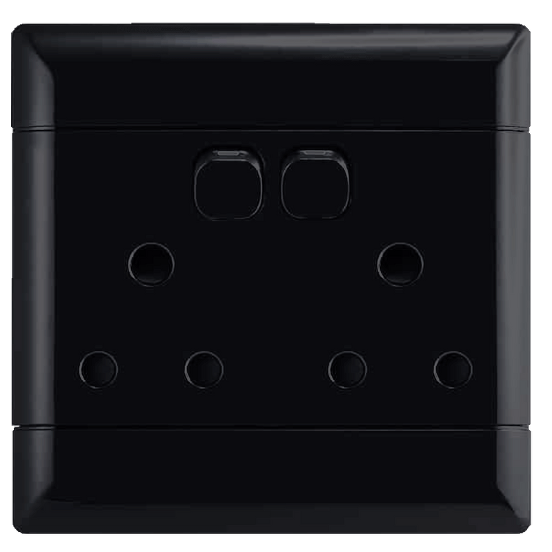 NEU Switch Socket Double 100×100 - Black