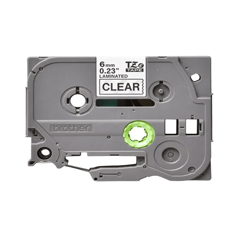 Brother 6mm Laminated Label Tape - Black Text on Clear Background, 8m Roll, Outdoor Durable