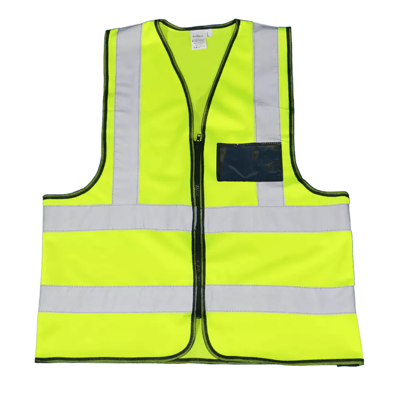 Premium Reflective Safety Vest - Lime with Zip & ID Pocket (Size M)