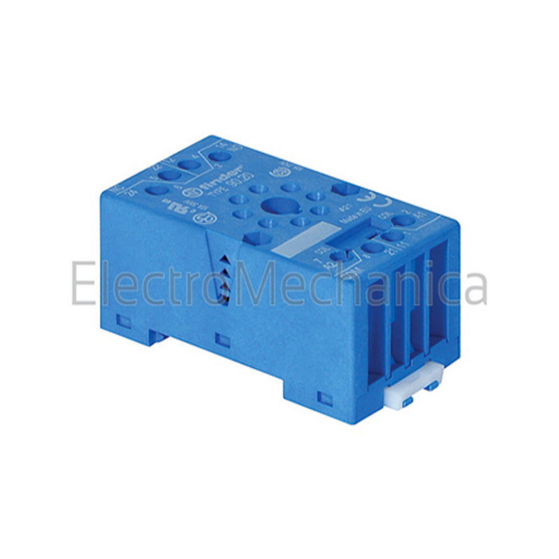 Finder Relay Base - 8-Pin Round, Surface/DIN Rail Mount Socket