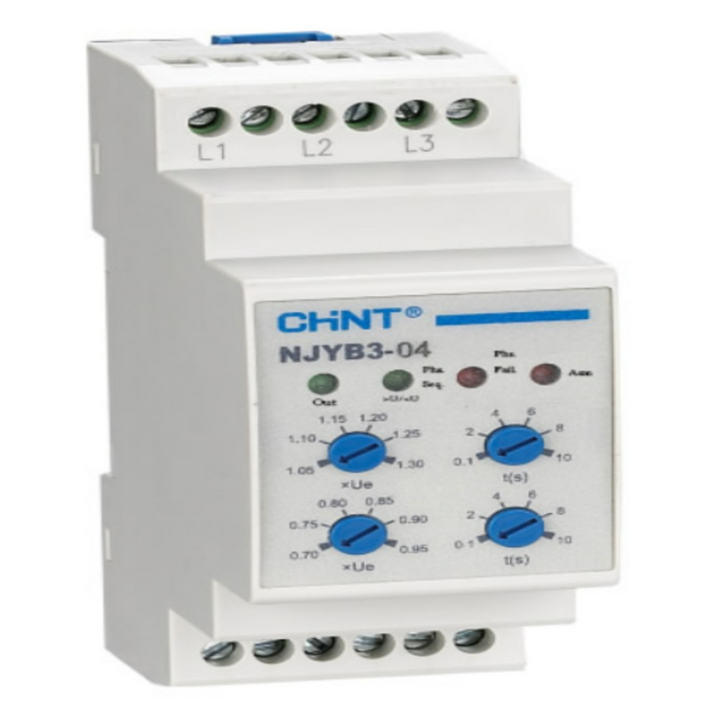Chint Phase Failure Relay - AC220V (3PH+N), DIN Rail, PF/PS/OV/UV