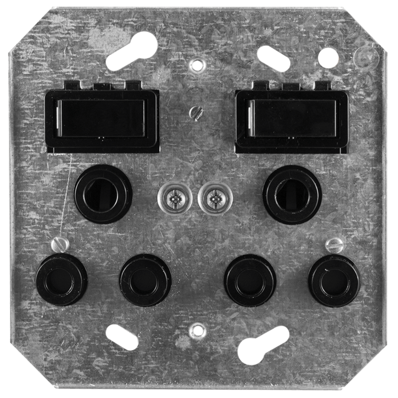 Crabtree Classic Double SSO 2×16A RSA - 4×4, Black