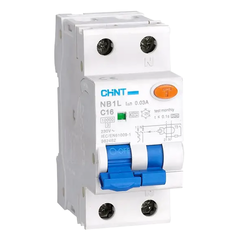 Chint RCBO - 63A, 2P (1P+N), C-Curve, 30mA, 6kA Earth Leakage + Overload Protection