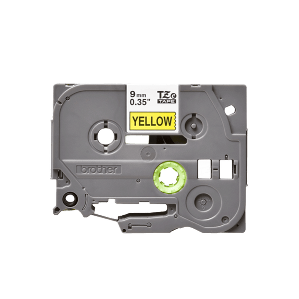 Brother 9mm Laminated Label Tape - Black on Yellow (8m, Outdoor Durable)