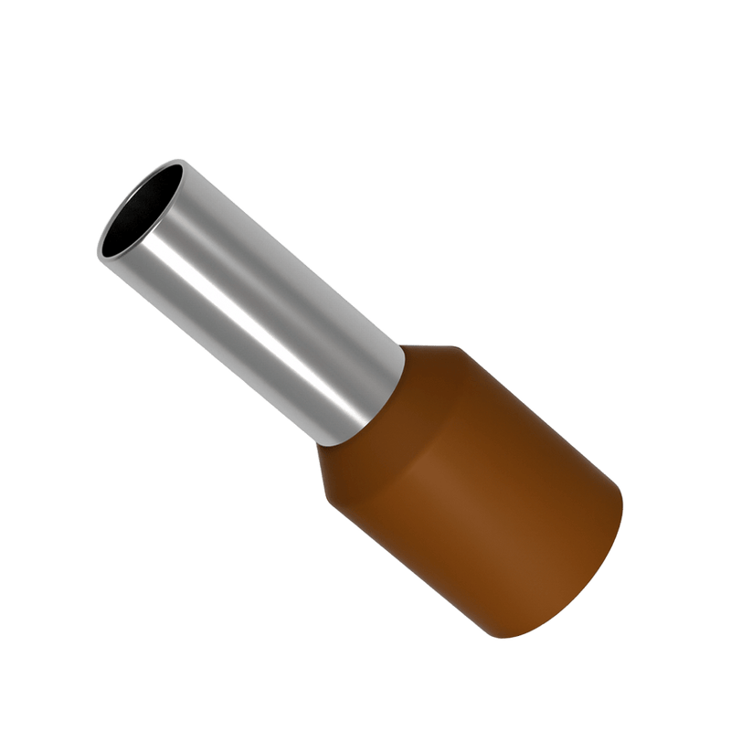 Jeesoon Insulated Bootlace Ferrule - 10.0mm², 12mm Length, Brown