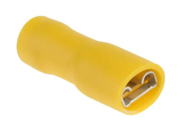 Fully Insulated Female Disconnect Lug - Yellow, 6.4mm