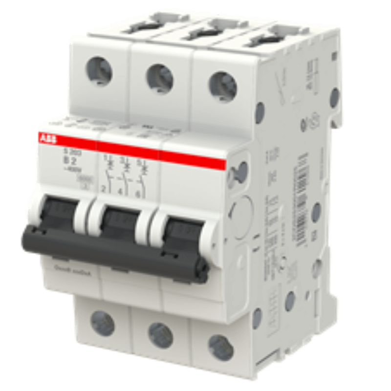 ABB 6 A 3‑Pole MCB - C‑Curve, 10 kA, DIN Rail Mount