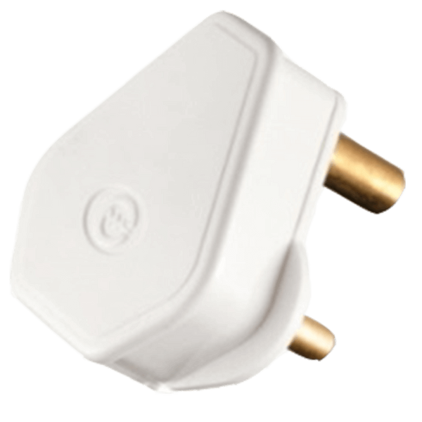 Crabtree Domestic Plug Top - 6 A, 3‑Pin Nylon, White