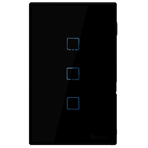 Sonoff 3-Lever (3 Gang) Touch Switch - Black, Wi-Fi & RF, 2.4 GHz