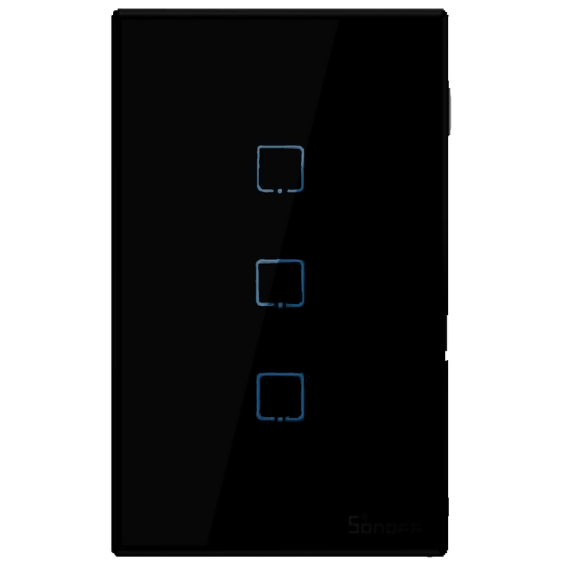 Sonoff 3-Lever (3 Gang) Touch Switch - Black, Wi-Fi & RF, 2.4 GHz