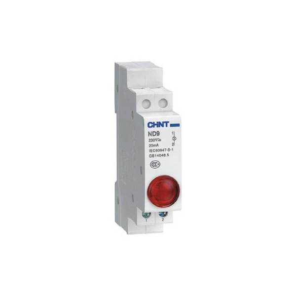 Chint Single LED Indicator - Red, 230V AC, 18mm, DIN (ND9-1/R-230)