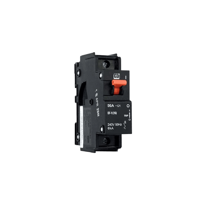 CBI 63 A 1P MCB 6 kA - Mini Rail, Black Body, Curve 1 (Orange Handle)