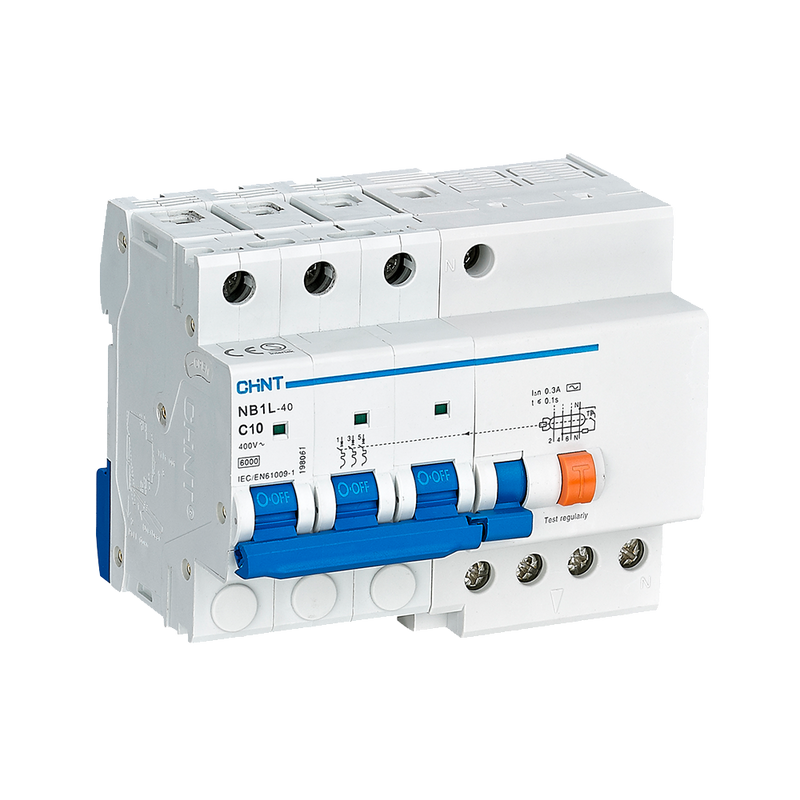 Chint RCBO - 63A, 4P (3P+N), C-Curve, 30mA, 6kA Earth Leakage + Overload Protection