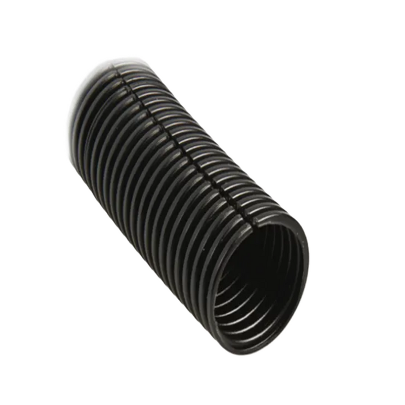 Black 7 mm ID / 10 mm OD Slit PP Convoluted Tubing (Per Meter)