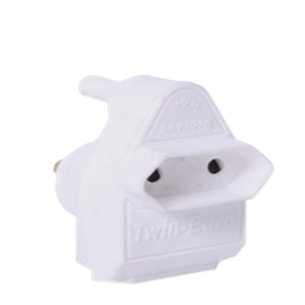 Euromate Twin V-Slim Wall Plug Adaptor - 2 x 6A (RSA V-Slim)