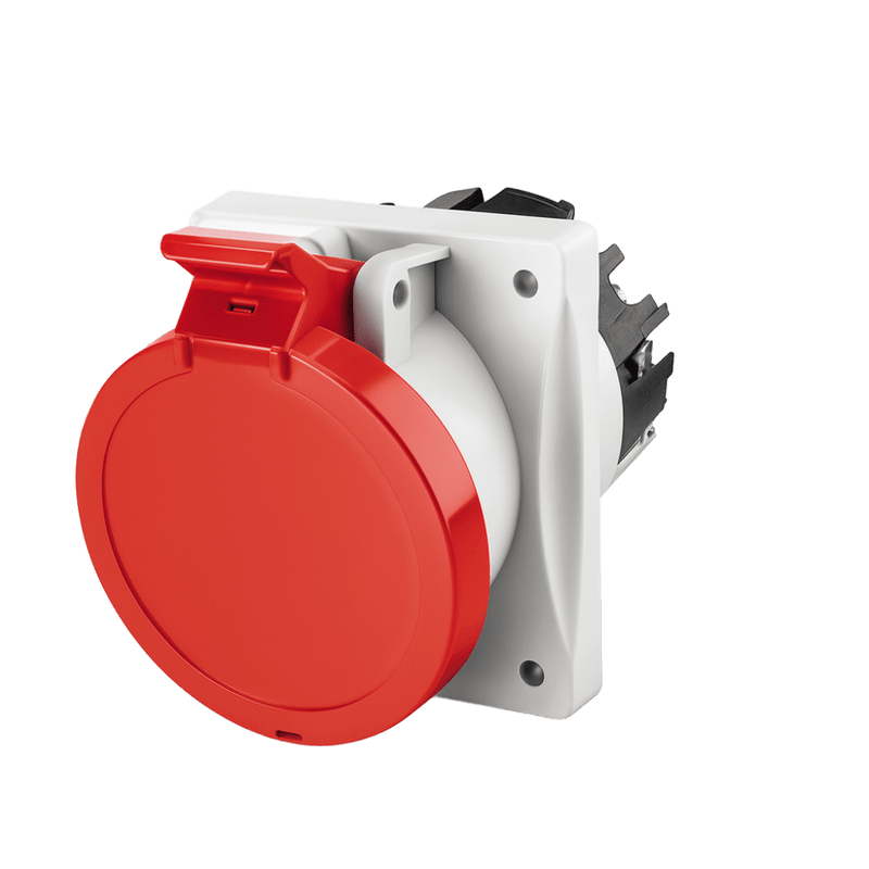 SCAME Flush-Angled 5-Pole Panel-Mount Socket - 63 A, IP54 (3P+N+E)