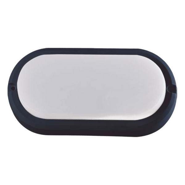Starlit LED Wall Light / Bulkhead - Oval Opal 12W, 210×102mm, Black