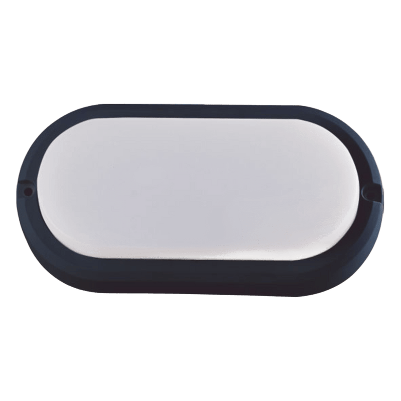Starlit LED Wall Light / Bulkhead - Oval Opal 12W, 210×102mm, Black