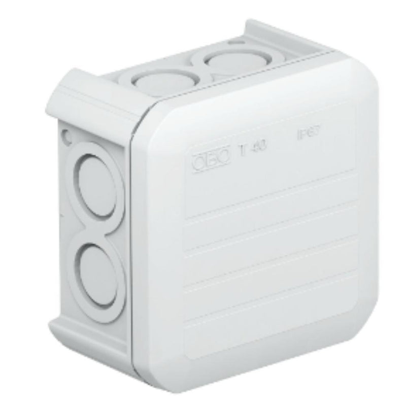 OBO T40 Junction Box - Blank, Light Grey (90 × 90 × 52 mm)