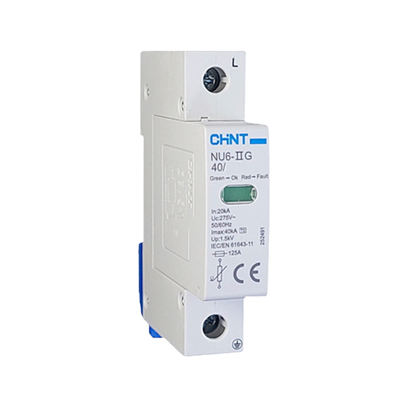 Chint NU6-II 1‑Pole AC Surge Arrester, Type 2, 40 kA, 275 V (Green Light)