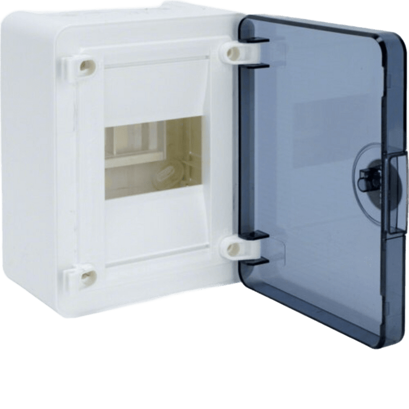Hager 8-Way Surface Distribution Board - Transparent Door