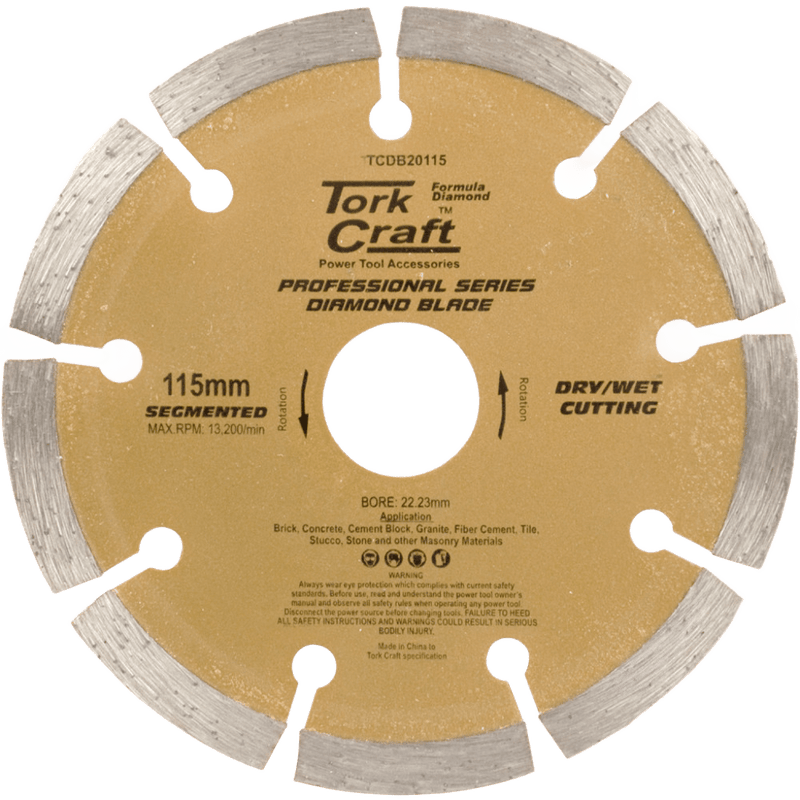 Tork Craft 115mm Diamond Cutting Disc - Segmented Rim