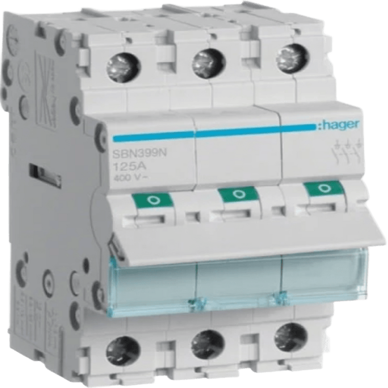 Hager 63 A 3‑Pole DIN‑Rail Isolator Switch