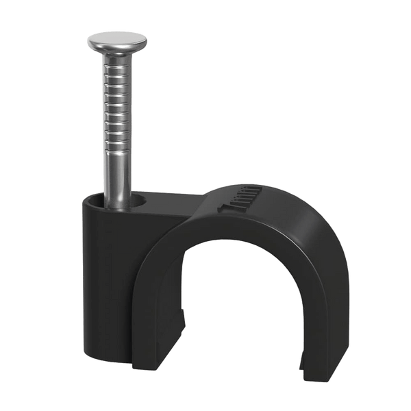 Polysaddle 9 mm Black Round Cable Clips (Pack of 100)