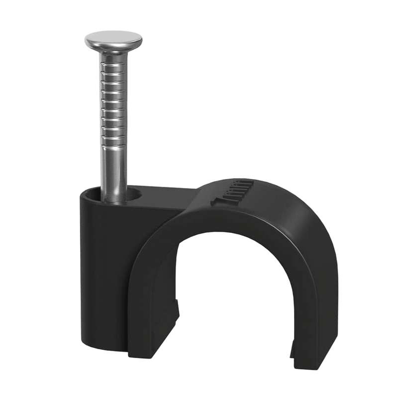 Polysaddle 9 mm Black Round Cable Clips (Pack of 100)