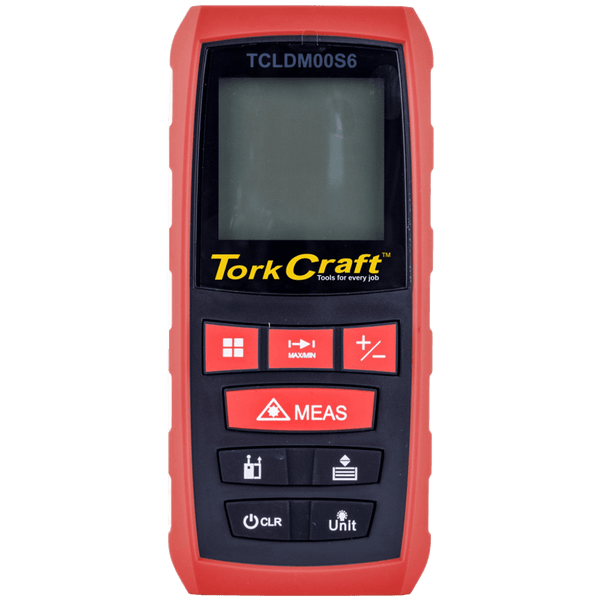 Tork Craft Laser Distance Meter - 0.2 to 60m, with Volume, Area, Min/Max, and Pythagoras Functions