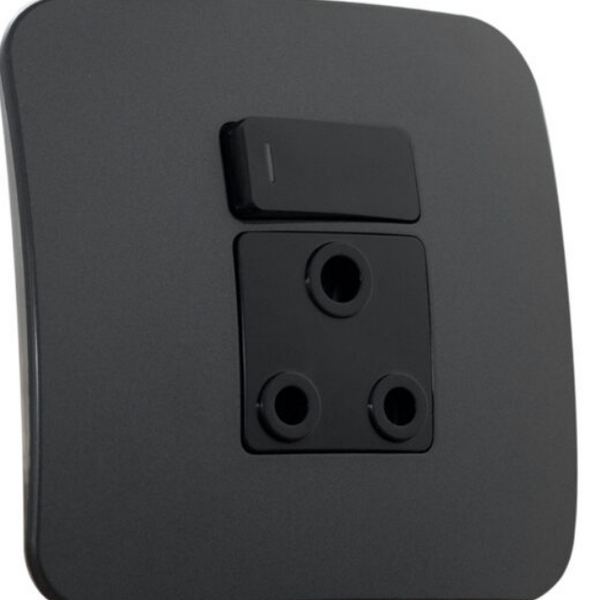 Veti 1 - Single SSO 16A Switched Socket Outlet Black/Gunmetal