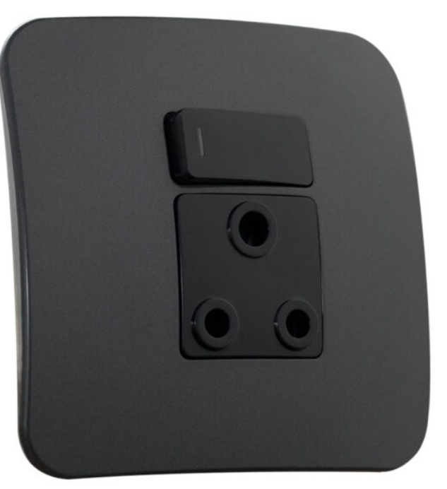Veti 1 - Single SSO 16A Switched Socket Outlet Black/Gunmetal