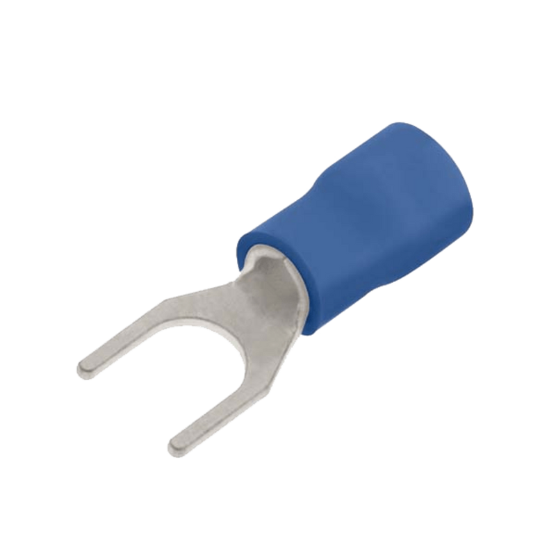 Insulated Blue 6 mm Forked Spade Lug
