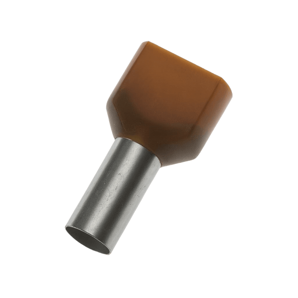 Jeesoon Insulated Bootlace Ferrule - Twin 2 x 10mm², 14mm Long, Brown (Pack of 100)