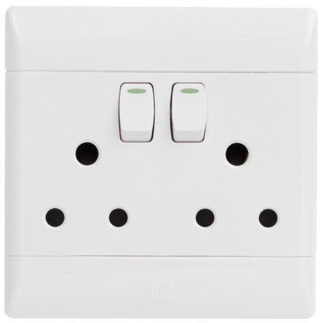 CBI Double Switched Socket Outlet (4×4, White)