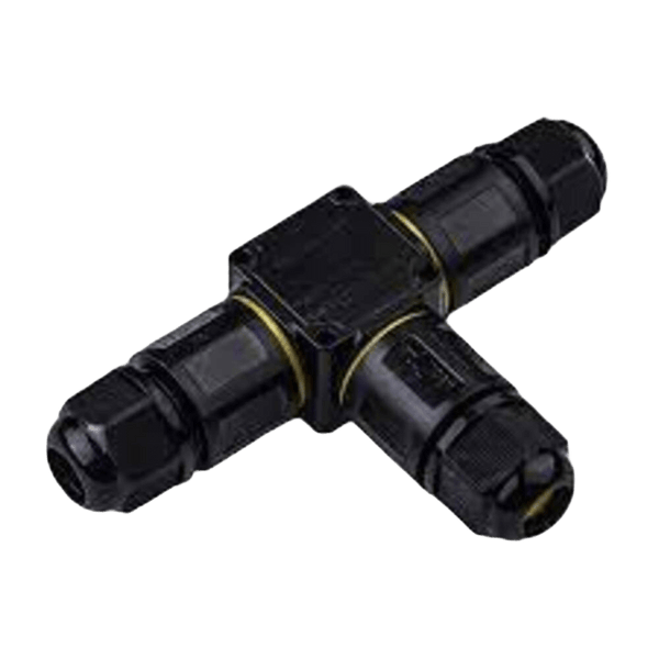 3-Way Inline PVC Gland Connector - Tee Piece, 0.4mm-4.0mm Cable Capacity