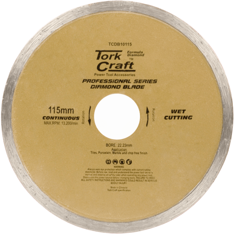 Tork Craft 115mm Continuous Rim Diamond Blade - Professional Grade