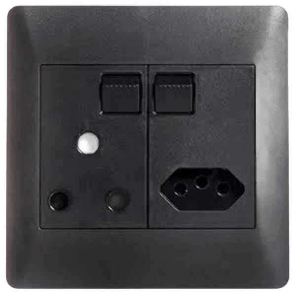 NUR Switch Socket - Single + Euro, 100x100mm, Black