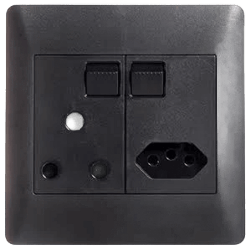 NUR Switch Socket - Single + Euro, 100x100mm, Black