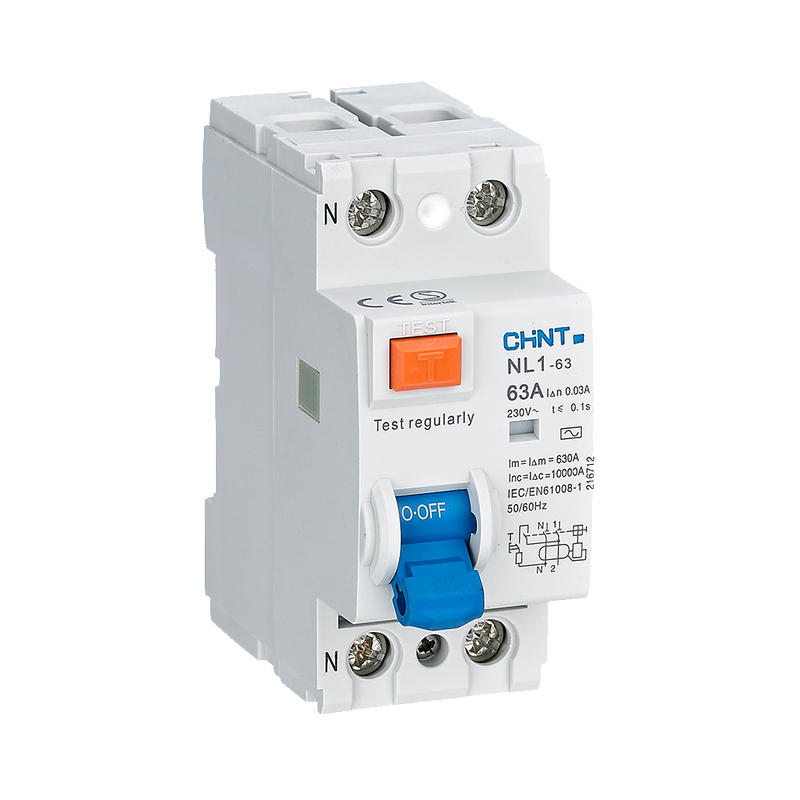 Chint 63A, 2 Pole, Earth Leakage (No Overload), 30mA, DIN Rail, 6kA