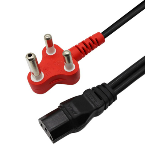 IEC Power Cord with 16 A Red Plug Top, 0.75 mm² × 3-Core, 1.8 m Black Cable (Male)
