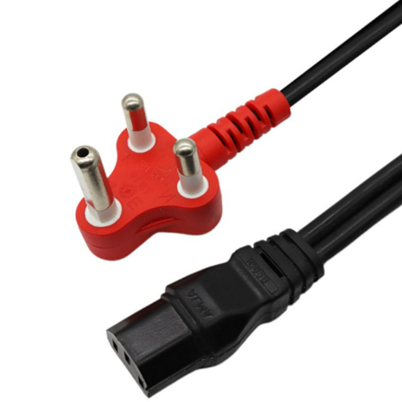 IEC Power Cord with 16 A Red Plug Top, 0.75 mm² × 3-Core, 1.8 m Black Cable (Male)