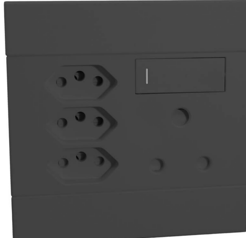 Veti 2 - Switch Socket 1×16A RSA & 3×RSA V‑Slim Charcoal
