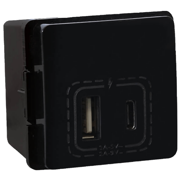 Veti 1 - 18W Combined USB-A & USB-C Socket Outlet Black
