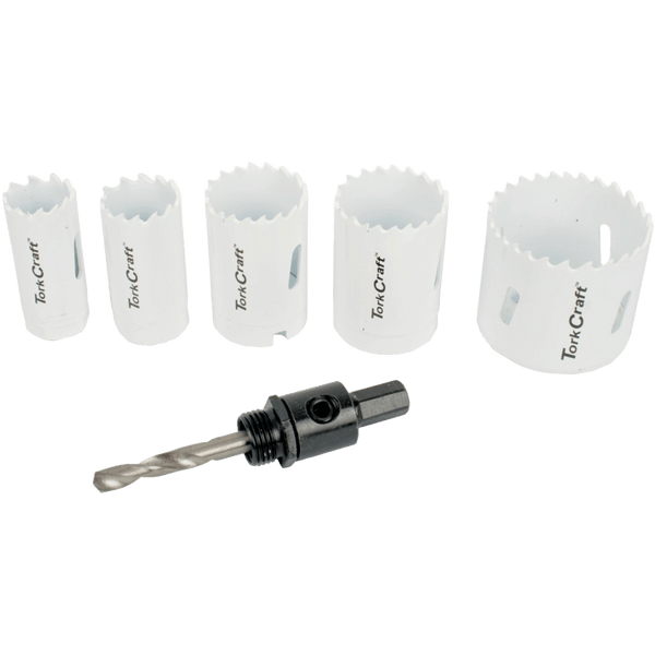 Tork Craft Tork Craft 6-Piece Bi-Metal Holesaw Set - 22 to 51mm with 3/8″ Hex Mandrel
