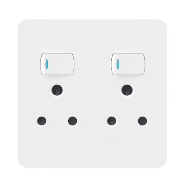 Chint Double Switched Socket - 16A, 4×4
